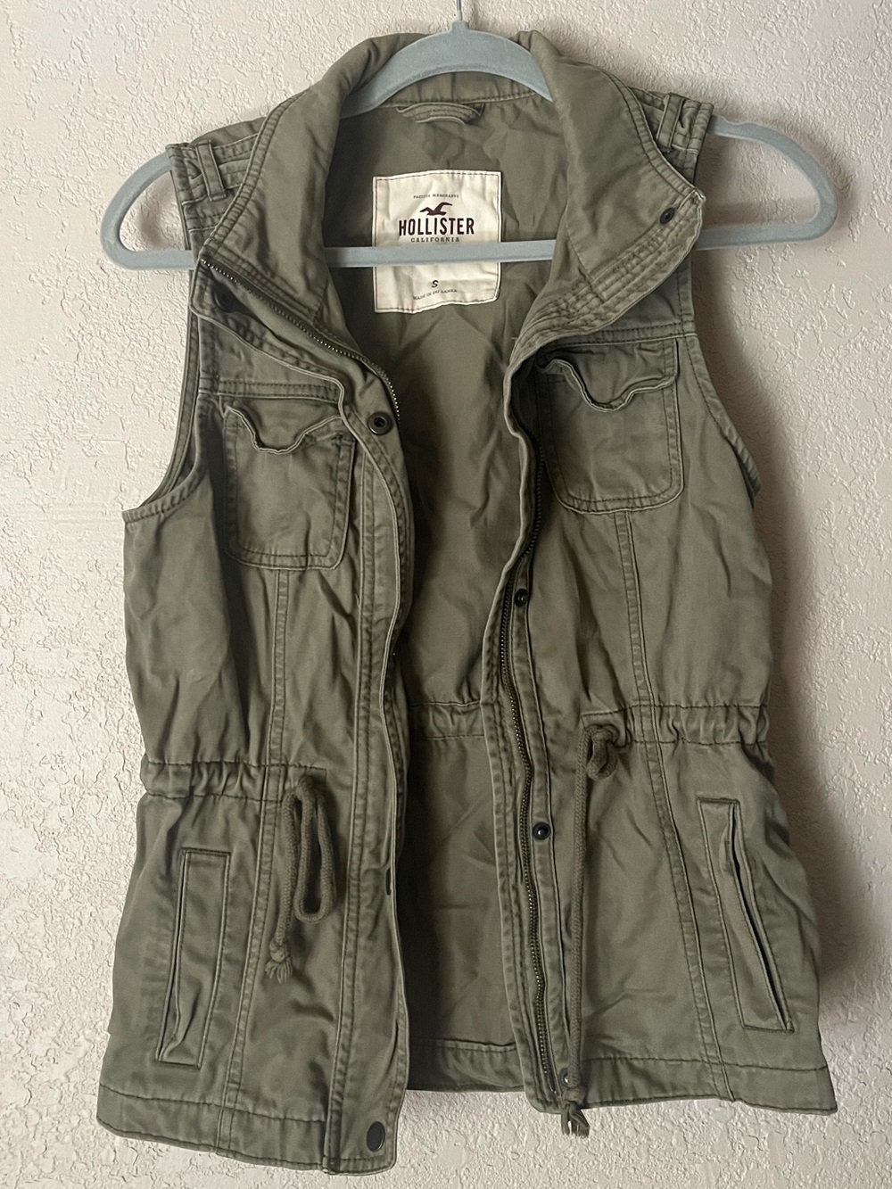 Hollister Olive Green Y2K Military Style Vest
